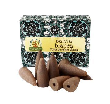 Ароматичні конуси зворотного потоку Біла шавлія Namaste India Back Flow Cones White Sage 10 шт 8906006495999 фото
