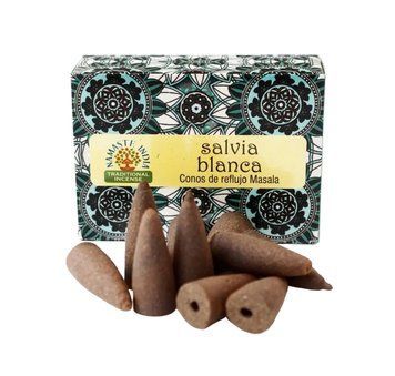 Ароматичні конуси зворотного потоку Біла шавлія Namaste India Back Flow Cones White Sage 10 шт. в уп. 6439533 фото