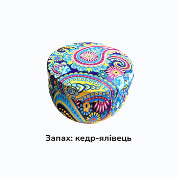 Аромасвічка з соєвого воску в металевій банці Кедр-ялівець 60г 6437070 фото