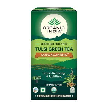 Органічний зелений чай з Туласі та Ашвагандою Organic India 25 пакетиків 801541541892 фото