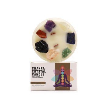 Свічка соєва з камінням Chakra Сім Чакр дерев'яний гніт 640г 6051206 фото