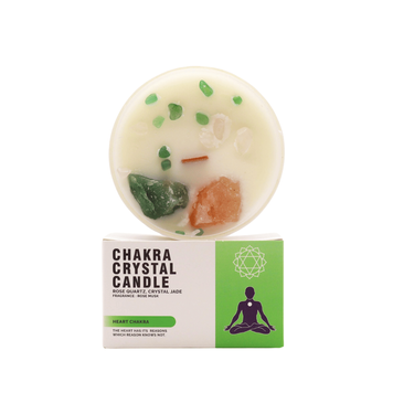 Свічка соєва з камінням Chakra Чакра серця дерев'яний гніт 360г 6437156 фото